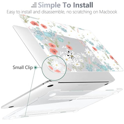 Batianda LumiArt Case for MacBook Pro 13 inch 2022 2020, Cute Daisy | Fits Model A2338 M2 M1 A2251 A2289, with Bright Color Botanical Design, Slim Hard Shell For School Girls Women and Travelers - color: Cute white flower