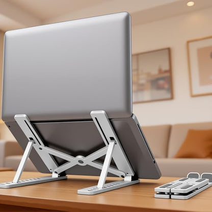 Laptop Stand - Foldable Laptop Stand for Desk Anti-Slip,Compatible for Business Trip,Library,Cafe(White) - color: White