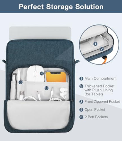 MoKo 13 Inch Tablet Sleeve Bag Carrying Case with Shoulder Strap Handle | Fits iPad Pro 13-inch M5, iPad Air 13-inch M4/M3, iPad Pro 12.9 M2/M1/M1 and Galaxy Tab S8+/S9+ 12.4, Indigo - color: Indigo, size: 12.9 inch