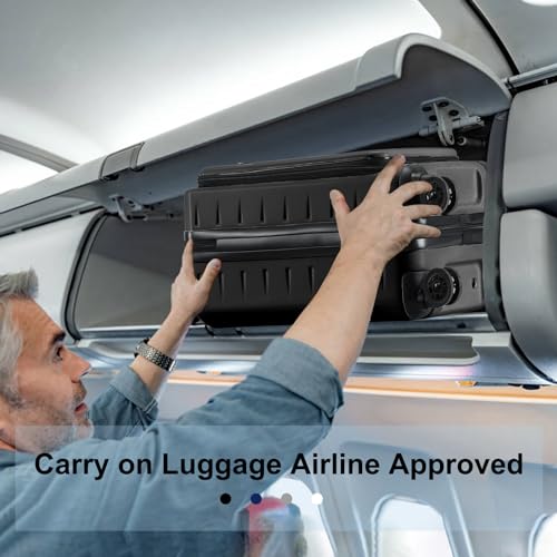 CENSIEN 20 Inch Carry On Luggage 22×14×9 Airline Approved with Front Pocket | Front Opening with Laptop Pocket,Lightweight ABS+PC Hard Shell Suitcases,360° Spinner Wheels,TSA Lock,YKK Zipper,Black - color: Black, size: 20 Inch