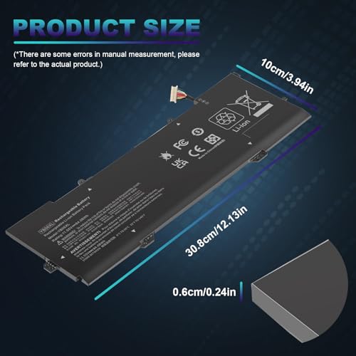 YB06XL 928427-271 928372-855 Laptop Battery for HP Spectre x360 Convertible 15-CH 15-CH0XX 15T-CH000 15-CH000TX 15-CH002TX 15-CH011DX 15-CH010TX 15-CH012TX 15-CH011NR, TPN-Q200 928372-856 928427-271 - size: 12.13*3.94*0.24inch YB06XL