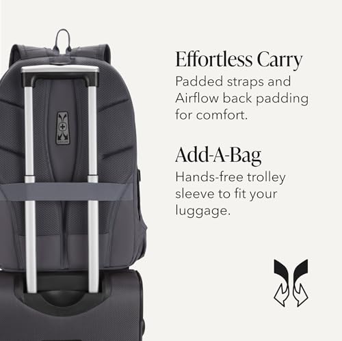 SWISSGEAR 1900 ScanSmart Laptop Backpack, Fits Most 17-Inch Laptops, TSA-Friendly Lay-Flat Design, RFID Protection, and Tablet Pocket, Black, 31L, 18.5-Inch - color: Charcoal
