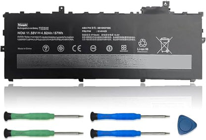 01AV429 01AV430 Laptop Battery 11.58V 57Wh 4920mAh Replacement for Lenovo ThinkPad X1 Carbon 5th Gen (2017)/ X1 Carbon 6th Gen 2018 Series 01AV431 01AV494 - size: 11.05*4.31*0.22 inch 01AV429