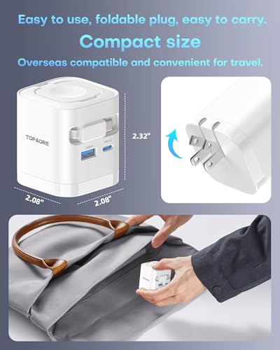 TOPADRE for Apple Watch Charger 65W, 70cm USB-C Retractable Cable | Wall Charger with Foldable Plug, PD PPS Fast Charging Block for iPhone17/16/15/14, iPad, MacBook, Galaxy and Android Devices