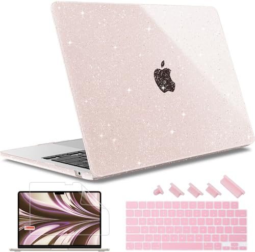 May Chen Case for MacBook Air 13/13.6-inch (M5/M4/M3/M2, 2022-2026 Models A3449 A3240 A3113 A2681), Lightweight | Closes Seamlessly | Ideal for Work Hard Shell Case, Sakura Pink Glitter - color: Sakura Pink Glitter
