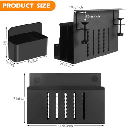 Desk Side Storage, 2 Tier Steel Hanging Organizer, No Drill Side Desk Organizer, Laptop Holder, with Pen Holder, For Office Supplies & Studio Essentials Black - size: 2Tier-B