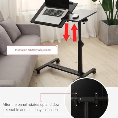 Overbed Table Bedside Shelf Adjustable Side Table Removable Tilting Desktop Mobile Standing Desk Overbed Bedside with Wheels Study TV Tray(Wood) - color: Wood