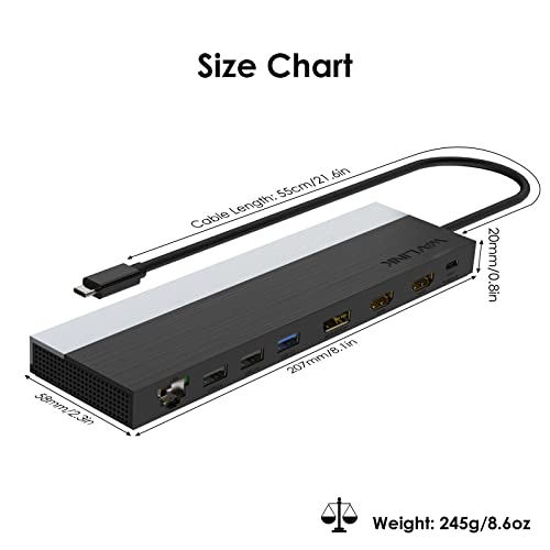 WAVLINK USB C Docking Station 3 Monitors for Windows with DP + 2X HDMI | USB-C Triple Display Laptop Dock with Dual 4K +1080P, PD 85W Charging, Gigabit Ethernet for Windows Laptop