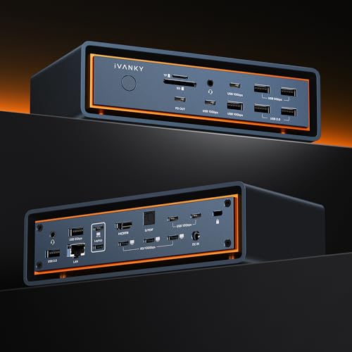 iVANKY 23-in-1 Intel Certified Thunderbolt 5 FusionDock Max 2, 120Gbps MacBook Docking Station, Triple 6K@60Hz Display for Mac M1-M5 Pro/Max, 140W PD, 2.5GbE, Cooling Fan (Incompatible with Windows) - color: Midnight Blue (Max)