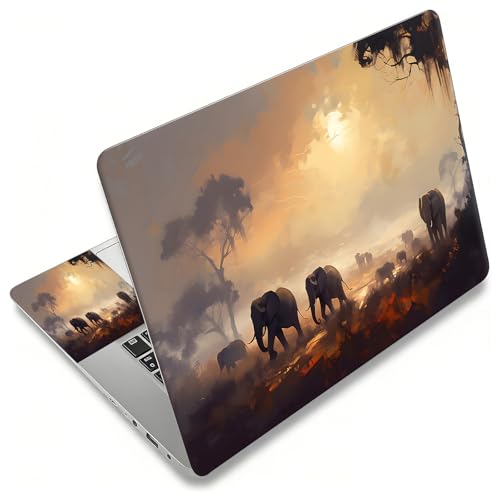 Laptop Skin Sticker Decal, Universal Reusable Vinyl Laptop Cover for 12" 13" 13.3" 14" 15" 15.4" 15.6" Notebook PC, Waterproof Scratch-Resistant with 2 Wrist Pads, Easy to Apply & Remove,Elephant - color: Elephant