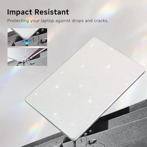 Funut Glitter for MacBook Air 13 Inch Case 2022 2021 2018 Release M1 A2337 A2179 A1932, MacBook Air M1 Case Shiny Sparkle Bling PU Leather Protective Hard Shell Cover & Keyboard Cover, White - color: Glitter Beige, size: Mac Air 13" 2018-2022(A1932/A2179/