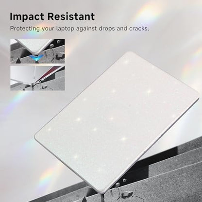 Funut Glitter for MacBook Air 13 Inch Case 2022 2021 2018 Release M1 A2337 A2179 A1932, MacBook Air M1 Case Shiny Sparkle Bling PU Leather Protective Hard Shell Cover & Keyboard Cover, White - color: Glitter Beige, size: Mac Air 13" 2018-2022(A1932/A2179/
