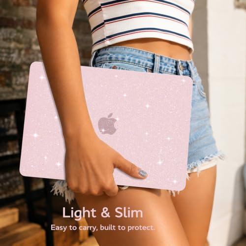 B BELK Glitter Case for MacBook Neo 13 inch 2026 Release Model A3404 | Clear Sparkly Scratch Resistant Protective Hard Shell for Mac Neo Case with Keyboard Cover & Screen Protector, Bling Pink - color: Glitter Blush