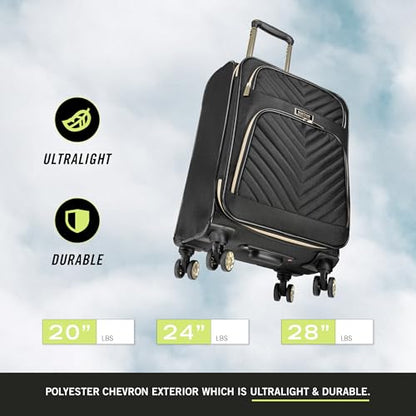 Kenneth Cole REACTION Chelsea Chevron Quilted Luggage, Black, 2-Piece Set (20"/28") - color: Black, size: 2-Piece Set (20"/28")