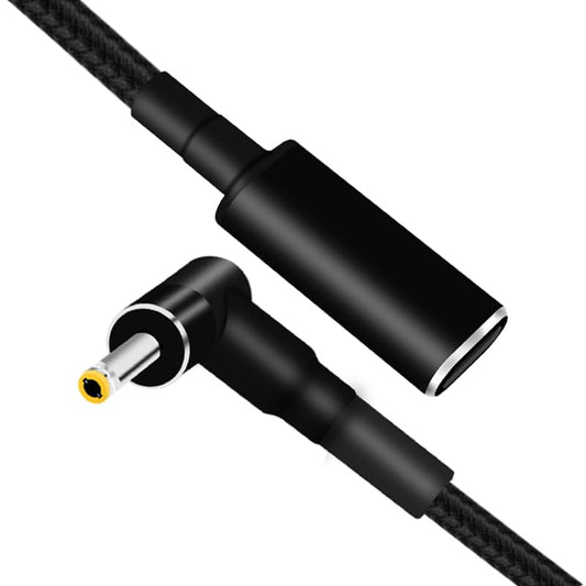 USB C to 5.5mm Laptop Charging Adapter Cable PD Power Charger Supply Cord | Female Type to 90 Degree DC 5.5 x 2.5mm 0.6FT Braided Converter for Levono Toshiba Asus K55A K55N K501UX K53E G360 G450 G455 - size: 5.5 x 2.5mm for Generic