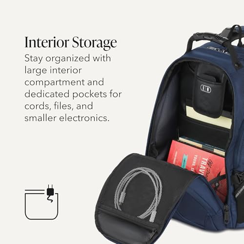 SWISSGEAR 1900 ScanSmart Laptop Backpack, Fits Most 17-Inch Laptops, TSA-Friendly Lay-Flat Design, RFID Protection, and Tablet Pocket, Black, 31L, 18.5-Inch - color: Navy Ballistic
