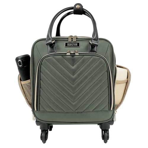 Kenneth Cole REACTION Chelsea Chevron Quilted Luggage, Olive, Underseater, 17-Inch Carry On - color: Olive, size: 17-Inch Underseater