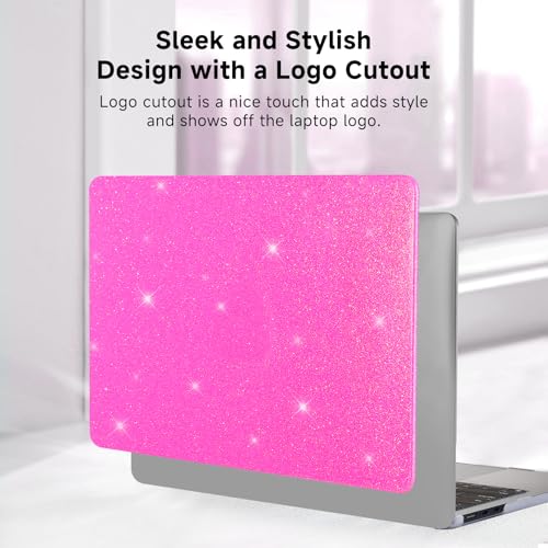 Funut Pink Glitter Case for MacBook Air 13 Inch 2022 2021 2018 Release M1 A2337 A2179 A1932, MacBook Air M1 Cover Shiny Sparkle Bling PU Leather Protective Hard Shell Case & Keyboard Cover, Pink - color: Glitter Rose, size: Mac Air 13" 2018-2022(A1932/A21