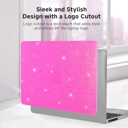 Funut Pink Glitter Case for MacBook Air 13 Inch 2022 2021 2018 Release M1 A2337 A2179 A1932, MacBook Air M1 Cover Shiny Sparkle Bling PU Leather Protective Hard Shell Case & Keyboard Cover, Pink - color: Glitter Rose, size: Mac Air 13" 2018-2022(A1932/A21