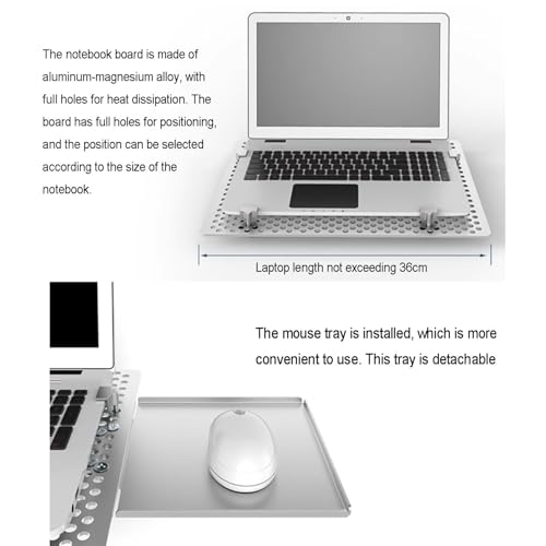 Laptop Holder,Adjustable Rotating Laptop Wall Mount W/Mouse Tray,Vented Cooling Platform,Full Motion Articulating Notebook Tray,Weight Capacity 8kg