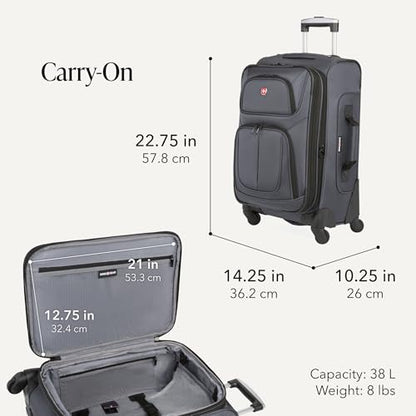 SWISSGEAR Sion Softside Expandable Spinner Luggage Durable Lightweight Travel Suitcase, Dark Grey, 2-Piece Set (Carry-On/Medium) - color: Dark Grey, size: 2-Piece Set (Carry-On/Medium)