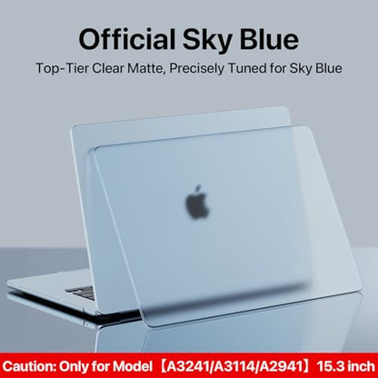 Soonjet Invisible Armor for MacBook Air 15 inch Case M5 M4 M3 M2 2026-2023 | 100% Color Match, Sky Blue Clear Matte, Protective Hard Shell, Anti Fingerprint & Scratch, Ultra Thin, Close Seamlessly - color: Sky Blue Clear