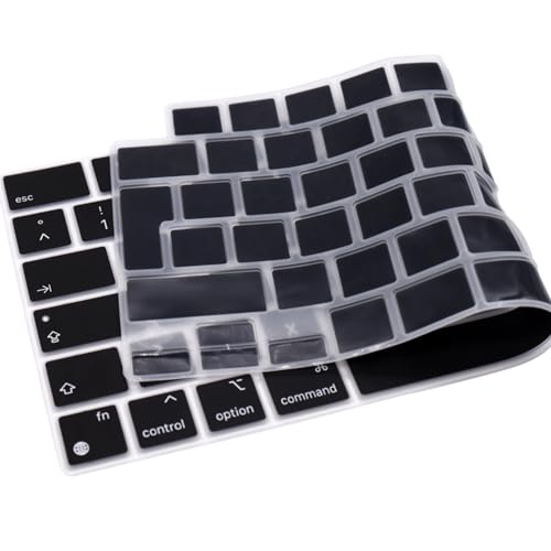 HRH Keyboard Cover Skin EU for MacBook Air 13”15"(M5-M2)&Pro 14”16"(M5-M1) | German,Black,2026-2021,A3426 A3427 A3434 A2992,Neo 13" A18, Precise Fit, Dust Proof, Waterproof, Durable,Keyboard Accessories - color: German