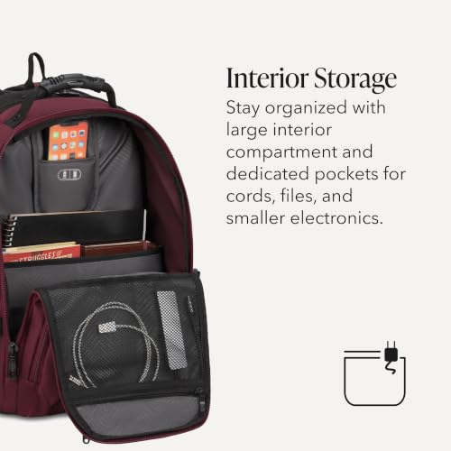 SWISSGEAR Sion 2-Piece Travel Set, Softside Expandable Carry-On Spinner Bundled with 1900 ScanSmart 17" Laptop Backpack with RFID Blocking & Tech Organization, Merlot - color: Merlot, size: 2-Piece Set (Carry-On/Backpack)