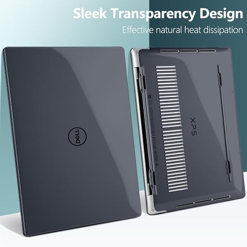 Crystal Clear Case for Dell XPS 13 Copilot+ PC 13.4" Display 2024 – Slim Lightweight Transparent Laptop Shell with Scratch-Resistant Protection, Ventilation Design, Black - color: Black