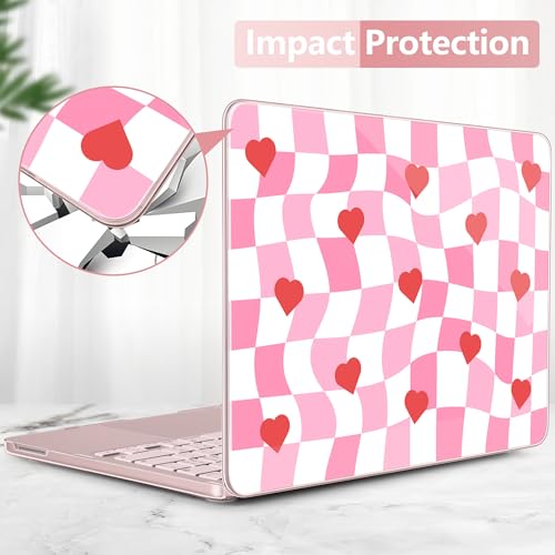 for MacBook Neo 13 Inch Case 2026 Release Model A3404, Pink Aesthetic Ultra-Slim Hard Shell with Keyboard Cover, 6-in-1 Laptop Accessories Bundle for Women Girls, Retro Groovy Hearts - color: Retro Groovy Hearts