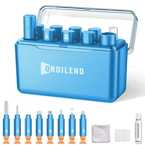 iPhone Cleaning Kit for Charging Port Cleaner AirPod Phone, Light Blue | Multi-Tool, iPhone Cleaner, Repair Lightning Cable USB C Speaker Charger iPad Connector, Compact Portable, with Storage Case - color: Light Blue