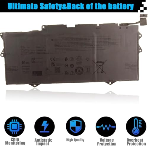 YM15G Laptop Battery Replacement for Dell XPS 13 9315 Series (Not Replacement for 9315 2-in-1) 0YM15G 0W6D4H 0G9FHC 51Wh 11.55V 4191mAh - size: 9.93*3.34*0.23 inch YM15G