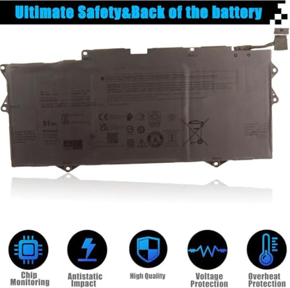 YM15G Laptop Battery Replacement for Dell XPS 13 9315 Series (Not Replacement for 9315 2-in-1) 0YM15G 0W6D4H 0G9FHC 51Wh 11.55V 4191mAh - size: 9.93*3.34*0.23 inch YM15G