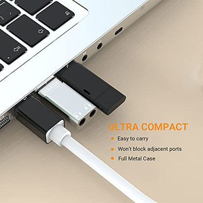 Cubilux USB A to Dual 3.5mm Headphone Splitter with DAC - USB to Double Stereo Audio Adapter - Compatible with Lenovo HP Dell Asus Computer Laptop PC