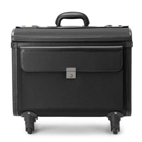 Alpine Swiss Wheeled Briefcase | Rolling Briefcase Locking Telescopic Handle 4 Replaceable Wheels | Pilot Lawyer Litigator Attache Case | 17” Laptop Compartment | Dual Combo Locks | Organizer Pockets