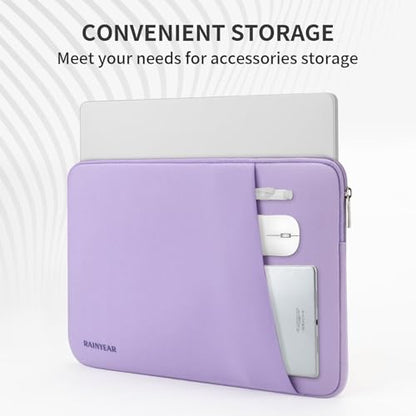 RAINYEAR Laptop Sleeve Case with Front Pocket, 11-13 Inch Protective Portable Case Laptop Carrying Bag Cover Compatible with 13.3 Inch MacBook Air/Pro, MacBook Neo A18, HP, Dell, Lenovo, Acer, Purple - color: Purple, size: 11-13 inch
