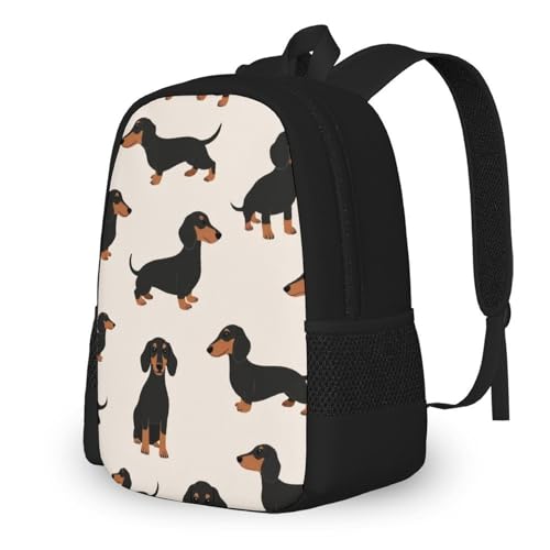 Women's Waterproof College Gym Backpack, Lightweight Large Travel Backpack, Casual Day Pack, Laptop Backpack Cartoon Dachshund Weiner Dog Pet Dogs - color: Color564
