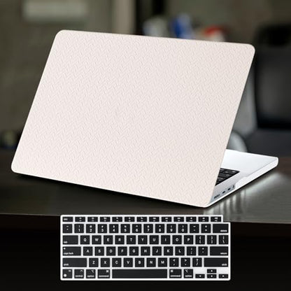 Woven Logo Cutout Case for MacBook Air 15 inch 2026 2025-2023 M5 M4 M3 M2 | Model A3448 A3241 A3114 A2941, Woven Fabric Mac Air 15 Case Braided Textured Leather Hard Shell Cover & Keyboard Skin, Beige - color: #Woven Beige