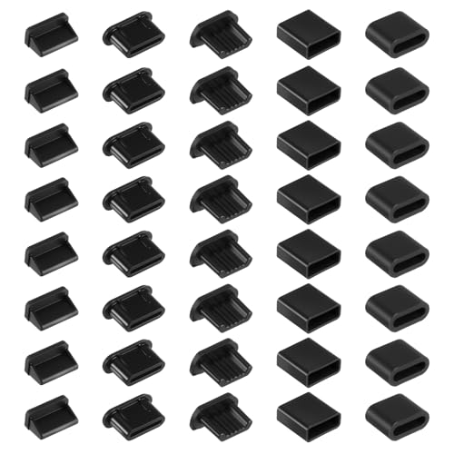 40 Pcs USB Dust Plug, 5 Types USB Anti Dust Cover Plugs, USB Type-C Stopper, Silicone Soft Micro USB Cap Port Protector, Anti Covers Protector Plugs Cap for USB A, Micro USB, Type C Ports