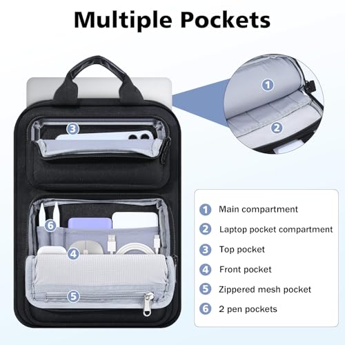 MoKo 13.3-14 inch Laptop Sleeve Sholder Bag Carry Case with Multi-Pockets | Fits Mac NEO/Air 13-inch M5, Mac Pro 14-inch M5/M4/M3/M2/M1 and MacAir 13-inch M4/M3/M2/M1, Black - color: Black, size: 13.3-14 Inch