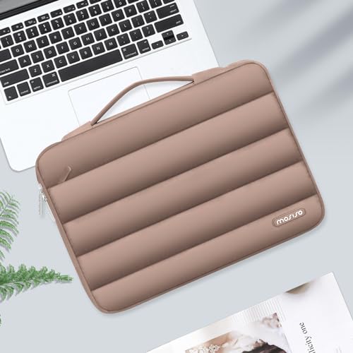 MOSISO 360 Protective 13-14 inch Laptop Case, 13.3 inch Puffy Laptop Sleeve | Compatible with MacBook Neo/Air 13.6/Pro 13/Pro 14, HP Dell ASUS Lenovo, Polyester Horizontal Side Open Bag, Brown - color: Brown, size: 13.3 inch