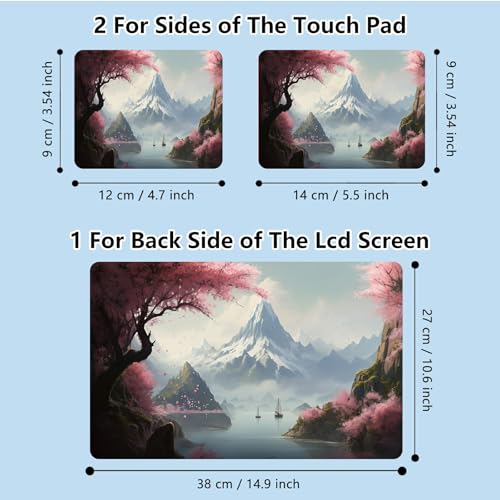 Universal Laptop Skin Sticker with 2 Wrist Pad Skins, Waterproof Scratch Resistant Vinyl Laptop Cover Decal, Cut to Fit for 11–15.6 Inch MacBook HP Dell Lenovo, Cherry Tree by Lake - color: Cherry Tree By Lake