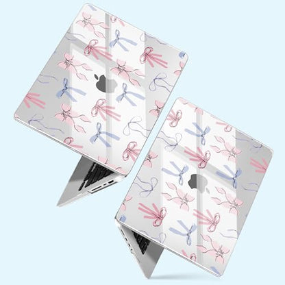 for New MacBook Pro 14 inch Case 2026 2025 M5 2024 M4 2023 Release– Aesthetic Floral Design Ultra Thin Clear Laptop Shell 6-in-1 Bundle with TPU Keyboard Cover & OTG Adapters, Pink Bow - color: Pink bow