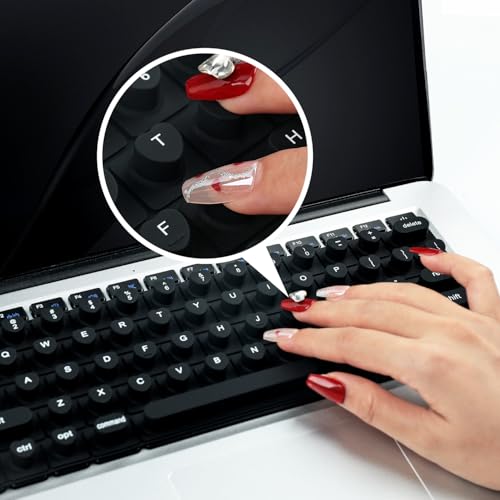 Allinside Keyboard Cover for Long Nails, Compatible with MacBook Neo A18 Pro & MacBook Pro 13/14/16 (2021–2024) & MacBook Air 13/15 (2020–2024), Raised Heart-Shaped Silicone Skin, Black - color: Black