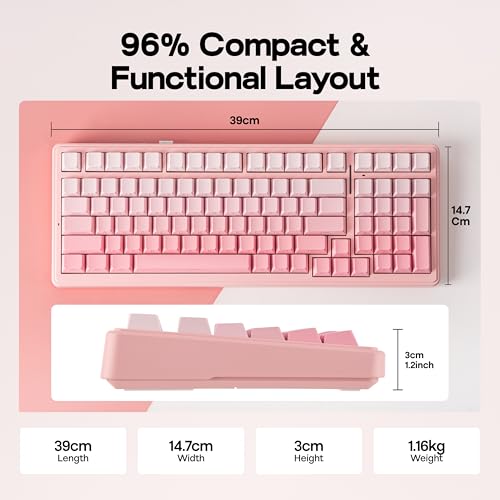 MechLands Aula F99 96% Wireless Gaming Keyboard, 8000mAh Battery, Creamy Gasket Mechanical Keyboard, BT/2.4GHz/USB-C, Hot-Swappable, Pre-lubed Linear Switch, Programmable RGB, Win/Mac (Pink Gradient)