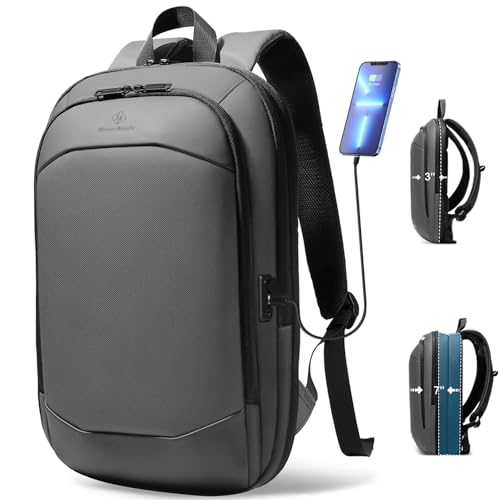 hk Business Backpack for Men, Slim & Expandable Backpack for 17 Inch Laptop | Waterproof Travel College Backpacks with USB Charger, Anti-Theft Lightweight Large Work Computer Bag for Men Women-Dark Grey - color: Dark Grey, size: 17 Inch