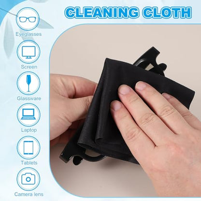PATIKIL Glasses Cleaning Cloth 7.9" x 7.9", 12 Pcs Microfiber Eyeglasses Cleaner Cloths Soft Suede Wipe Screen for Camera Len Eyeglass Screens Phones Smart Devices, Black - color: Black, size: 7.9" x 7.9"