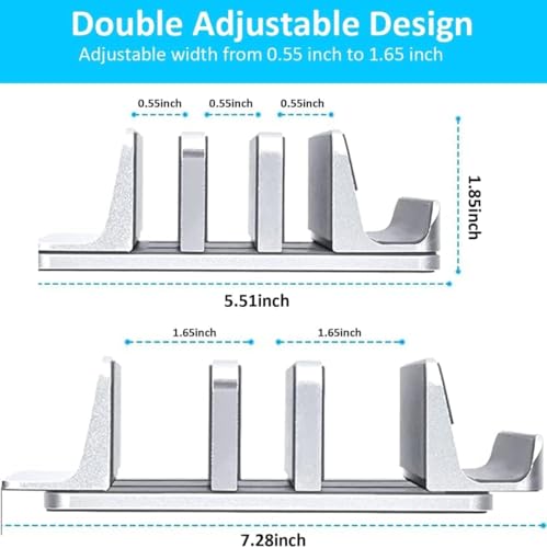 Vertical Laptop Stand 3 Slots [Updated Version], Desktop Stand Holder with Adjustable Dock, 4 in 1 Design Space-Saving Laptop Stand for Desk MacBook/Surface/Samsung/HP/Dell/Chrome Book