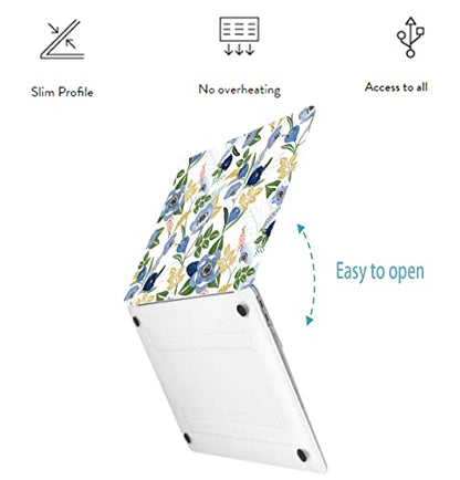 LanBaiLan Laptop Plastic Hard Shell Protective Case, Compatible for New MacBook Air 13 inch 2020 2019 2018 Release A2337 M1 A2179 A1932 Retina Display with Touch ID & Keyboard Cover, Flower Design - color: Flower Design