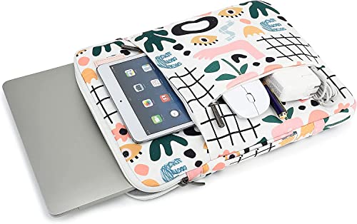 360° Protective Laptop Sleeve Case Bag with 3 Pockets,Handle,Luggage Strap for MacBook Pro 14 inch and 14 inch-14.4 inch Screen Laptop (Garden) - color: Garden(3 pockets), size: 14 inch-14.4 inch